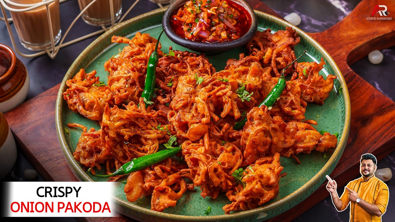 4 सामग्री से बनाएं क्रिस्पी प्याज़ पकोड़ा | Crispy Onion Pakoda Recipe Hindi |Atanur Rannaghar Hindi