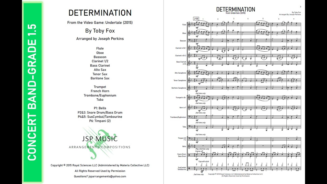 Determination (Undertale) for Concert Band  Grade 1.5
