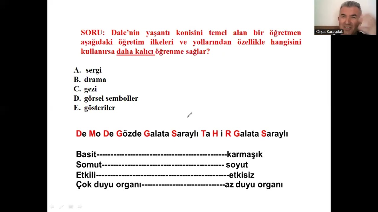 AGS- EĞİTİM VE ÖĞRETİM TEKNOLOJİLERİ -3: Yaşantı Konisi- Dale