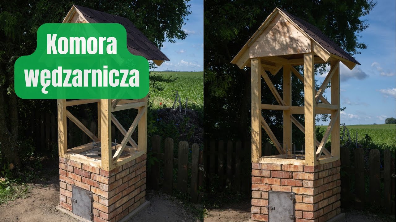 Budowa wędzarni - szkielet komory wędzarniczej i dach.