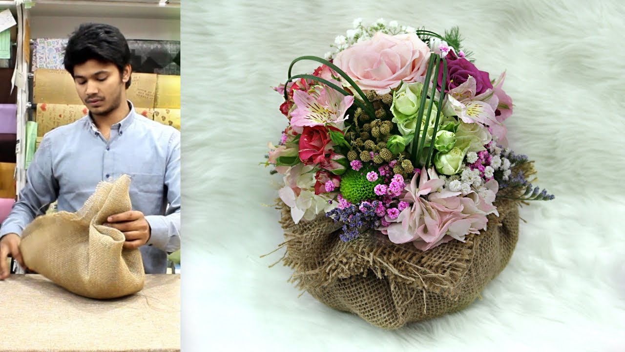 Flower Vase With Rice Sacks || how to make flower vase with natural flower || flower bouquets