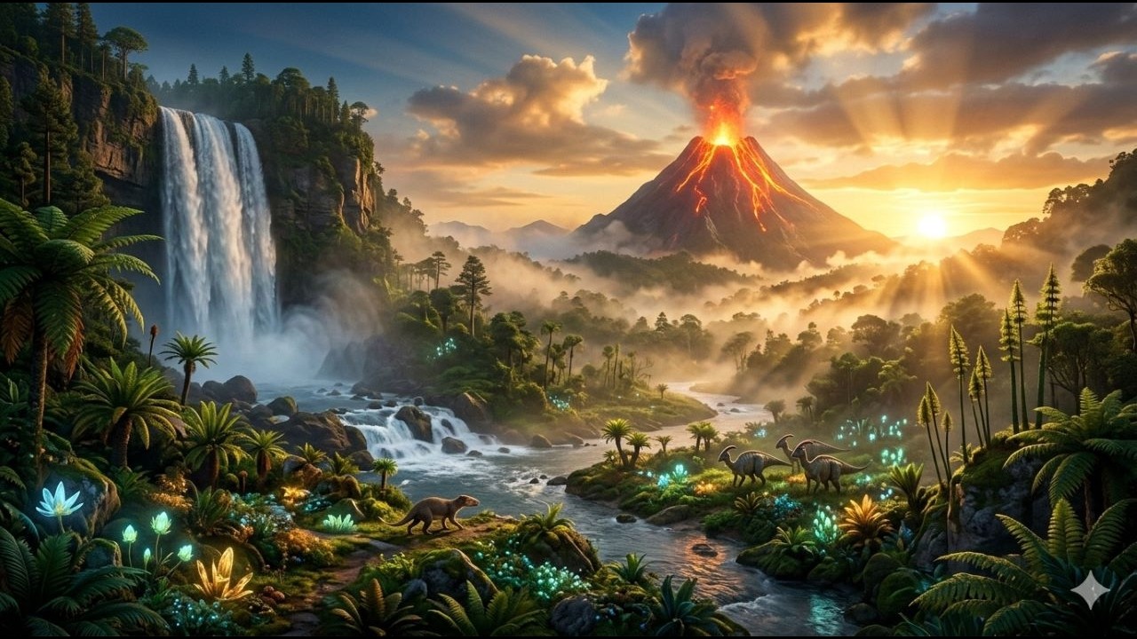 Dinosaur World in a Volcano Eruption 🌋 | Epic AI Cinematic Adventure #DinosaurWorld#Dinosaurs