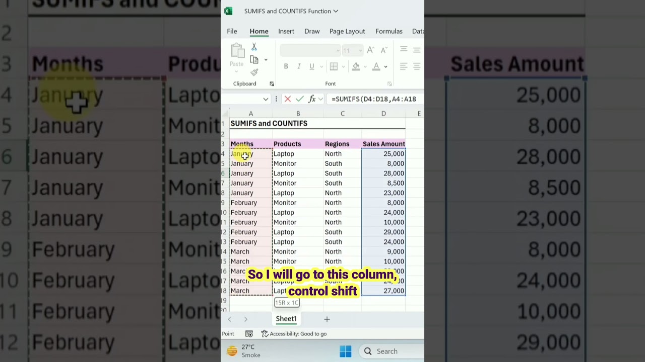 How to use SUMIFS function in excel,  #excelfunction  #excel #shorts