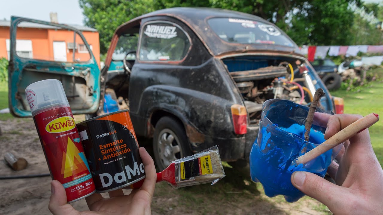 CHAPA Y PINTURA AL FIAT 600 - A PINCEL Y AEROSOL - PROLIJIDAD ASEGURADA- Radialero Team
