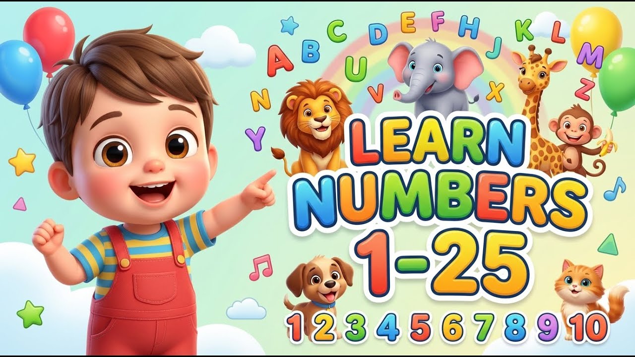 👉 Learn Numbers 1-25 🔢 Counting for Kids | Fun Preschool Learning Video for Toddlers