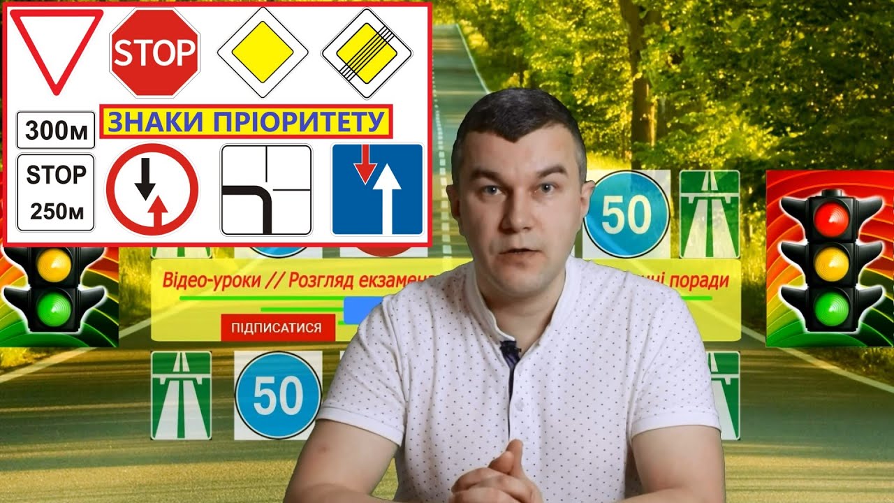 Знаки пріоритету. ПДР УКРАЇНИ. Курс. Навчання. Авто. Автошкола. Світлофор. Автоінструктор. Урок.
