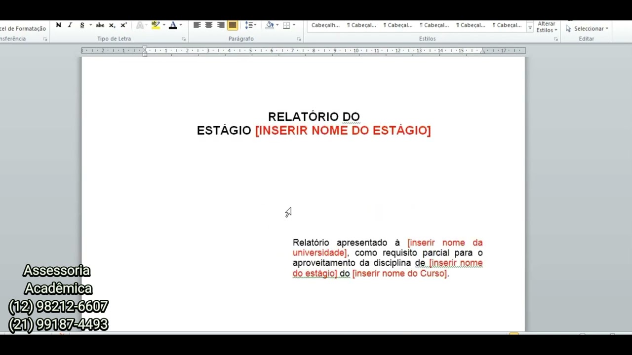 Relatório de Estágio Adaptado- Anos Iniciais do Ensino Fundamental