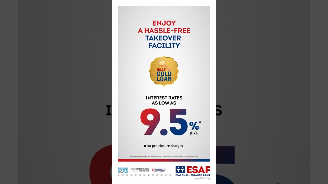 Enjoy a hassle-free takeover facility with ESAF Gold Loan at interest rates as low as 9.5% p.a