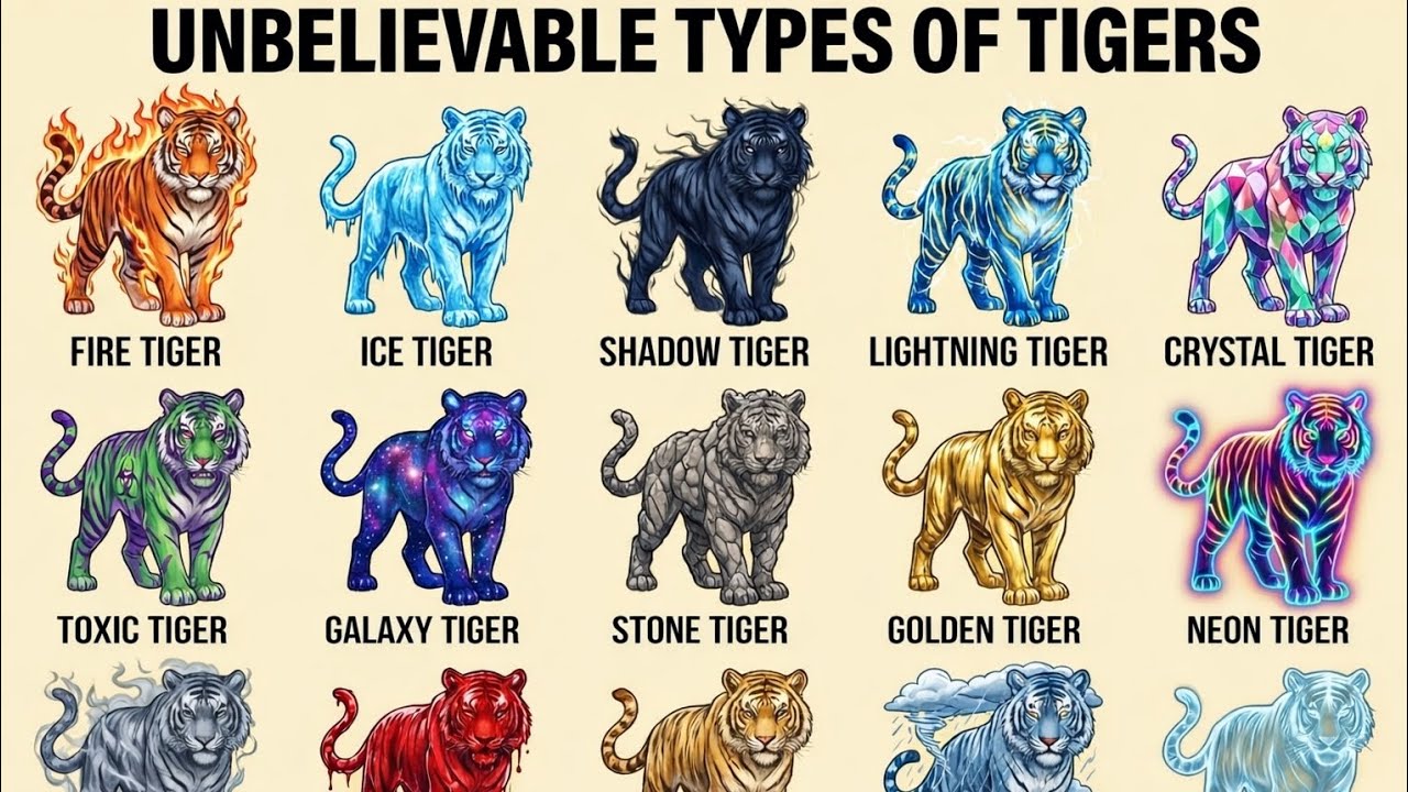 Unbelievable Types of Tigers 🐯 | Storm, Neon, Golden & Blood Tiger | Realistic Wildlif