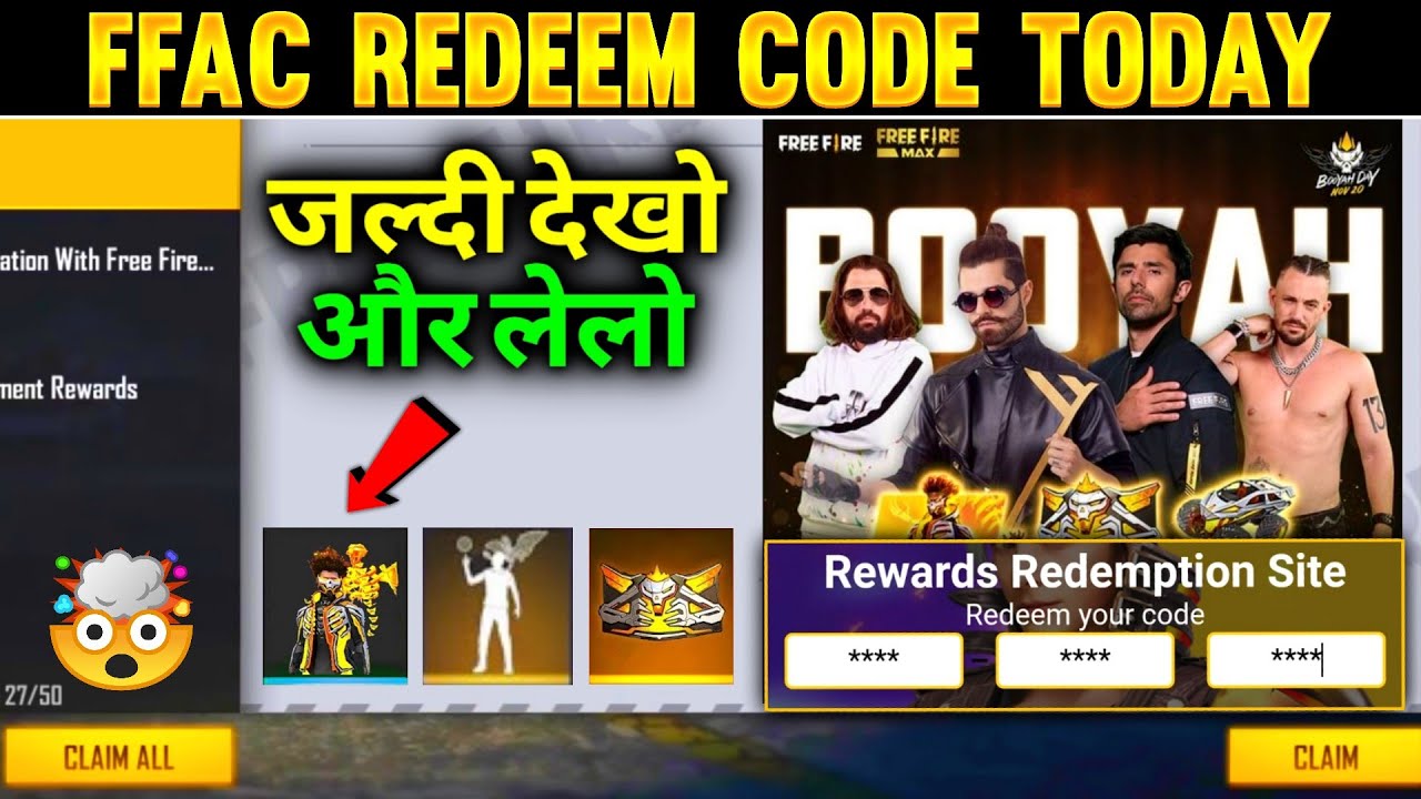 Free Fire Redeem Code For Today 20 November | FF Rewards Redeem Code | Free Fire Redeem Code Today