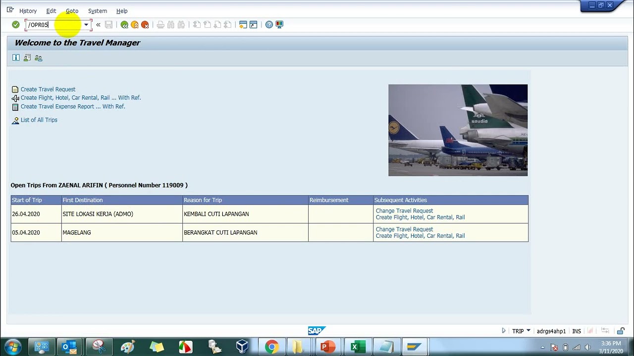 SAP - Create Travel Request 