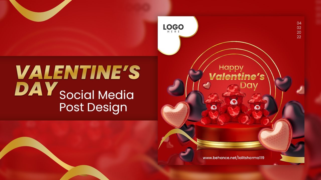 Valentines Day – Social Media Post / Banner Design in Photoshop cc