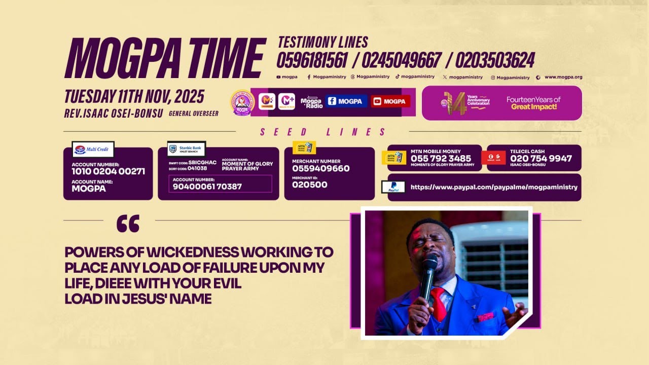 GETTING RID OF EVIL BURDENS  || MOGPA TIME WITH REV O B || 11 - 11 - 2025