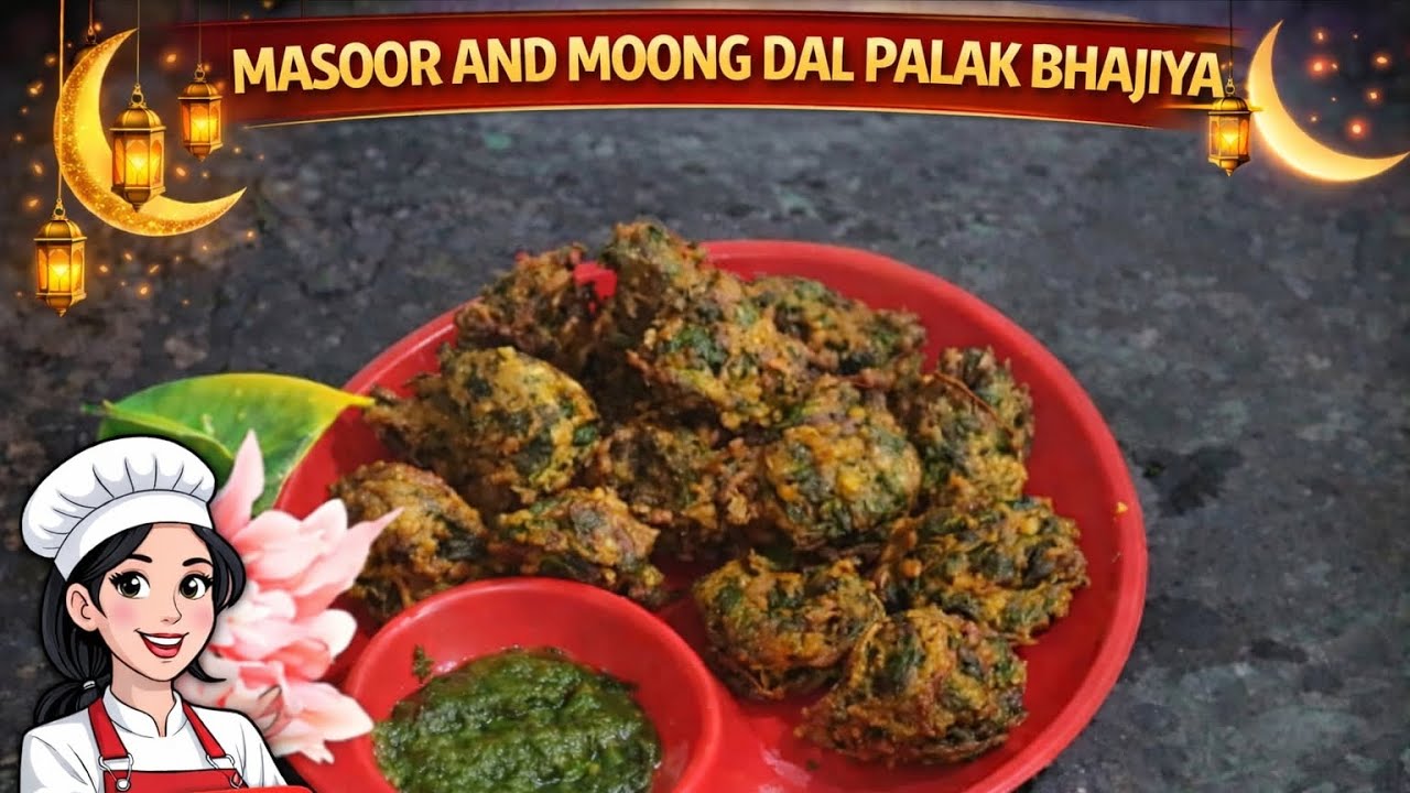 Masoor & Moong Dal Palak Bhajiya | Crispy & Healthy Snack
