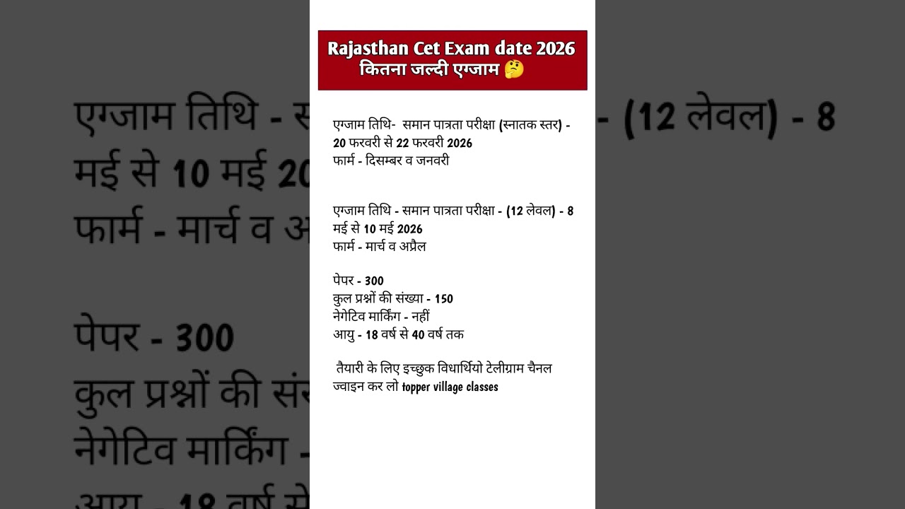 Rajasthan cet Form date 2025 || Rajasthan cet 12 Level syllabus 2025 || #cet2025 #cet2026 #cetExam