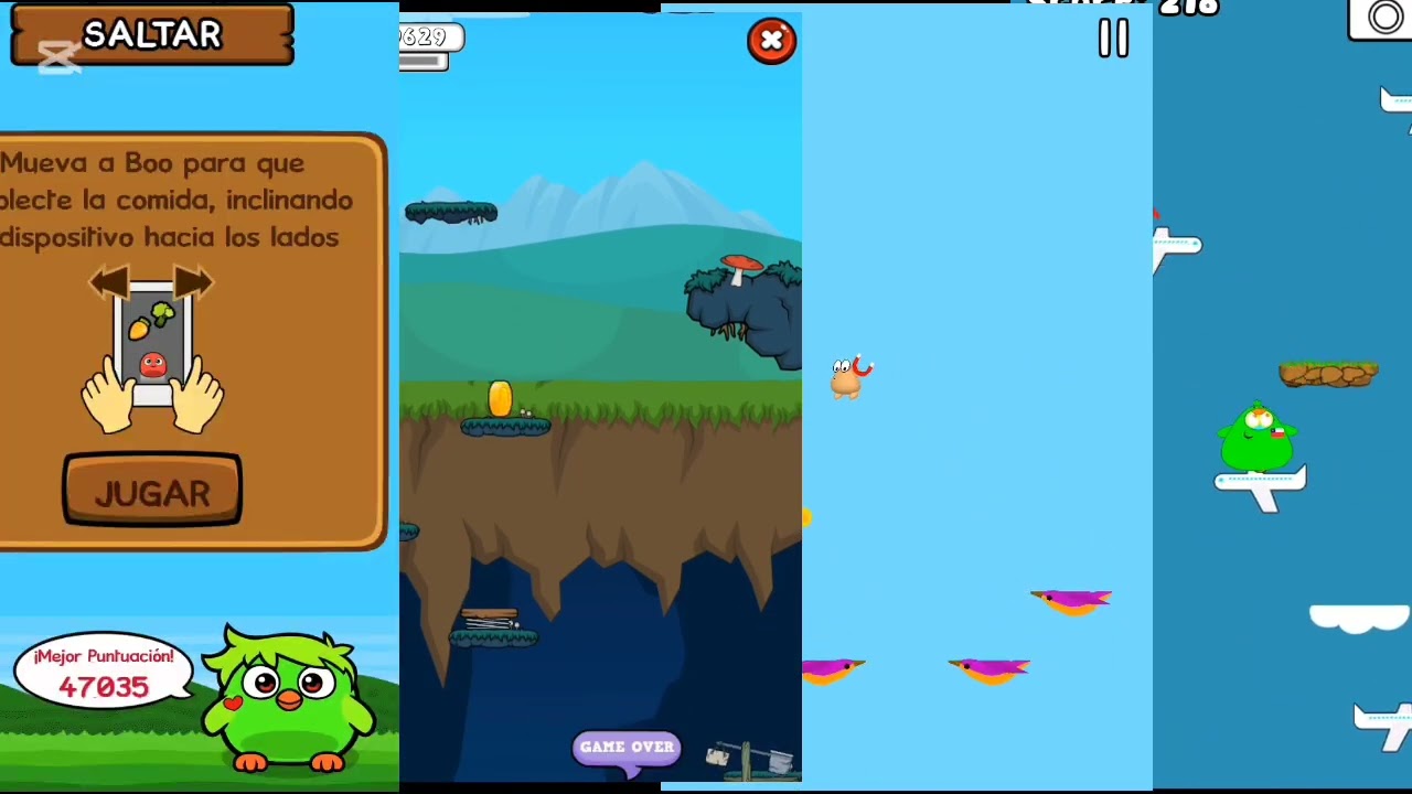 Pou,pou3D,moy y boo jugando a sky jump 