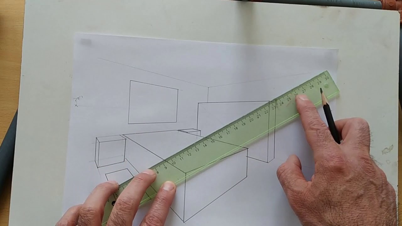 Como dibujar la perspectiva oblicua de una habitación