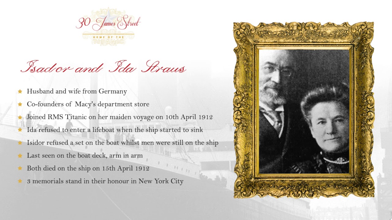 Isidor & Ida Straus, Macy's Department Store Owners | 30 James Street