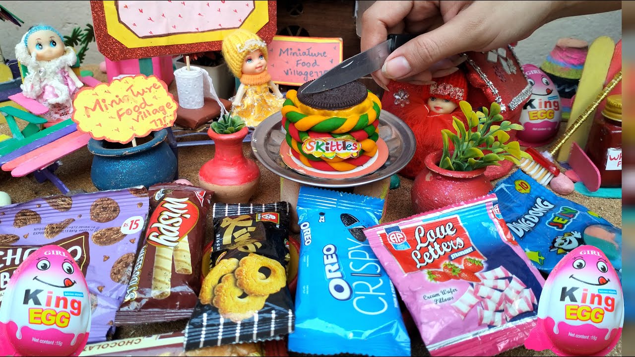 Миниатюрный радужный торт Skittles и Oreo | Миниатюрная кулинарная деревня