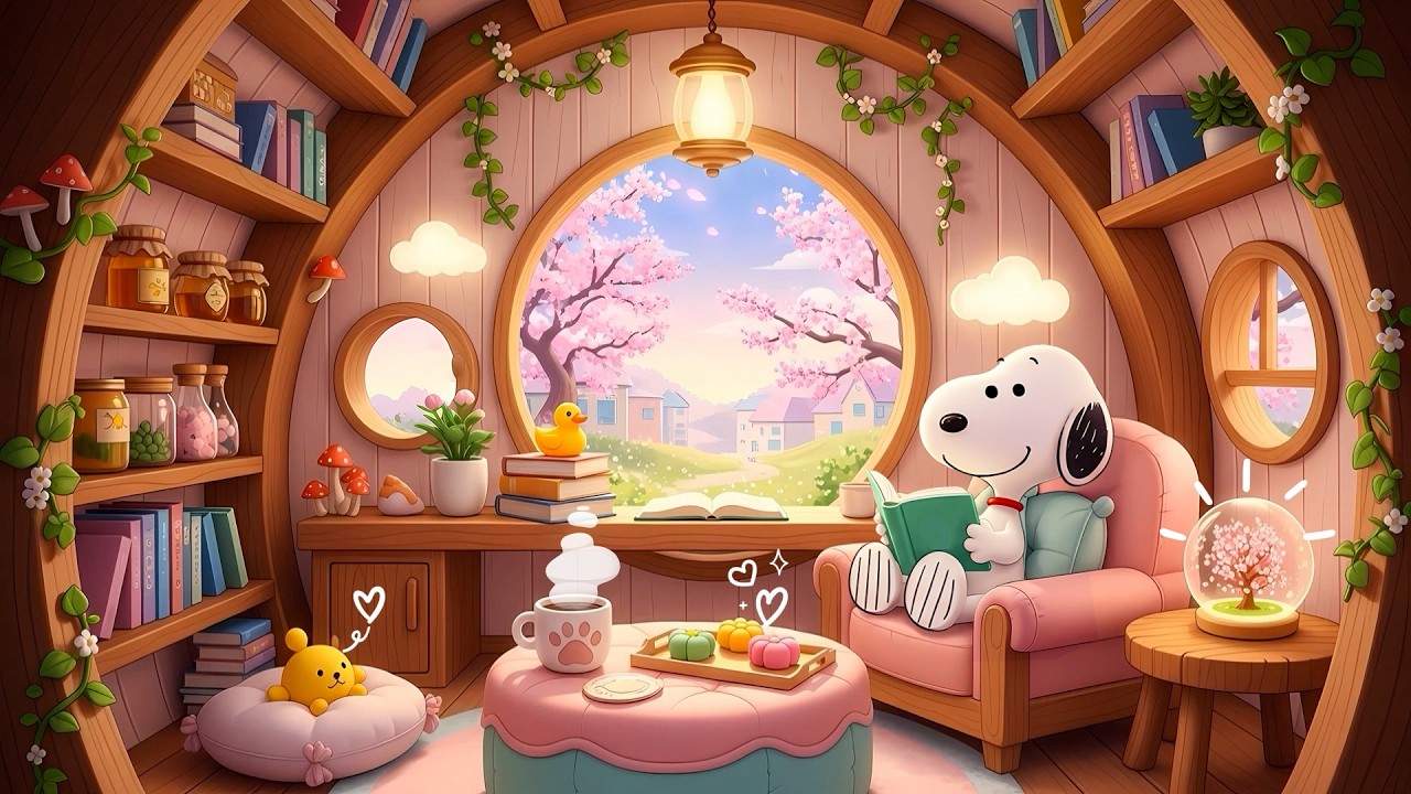Snoopy’s Cozy Sakura Blossom 🌸 Calm Spring Lofi for Study & Relaxation 🌿 Soft Lofi for Deep Focus
