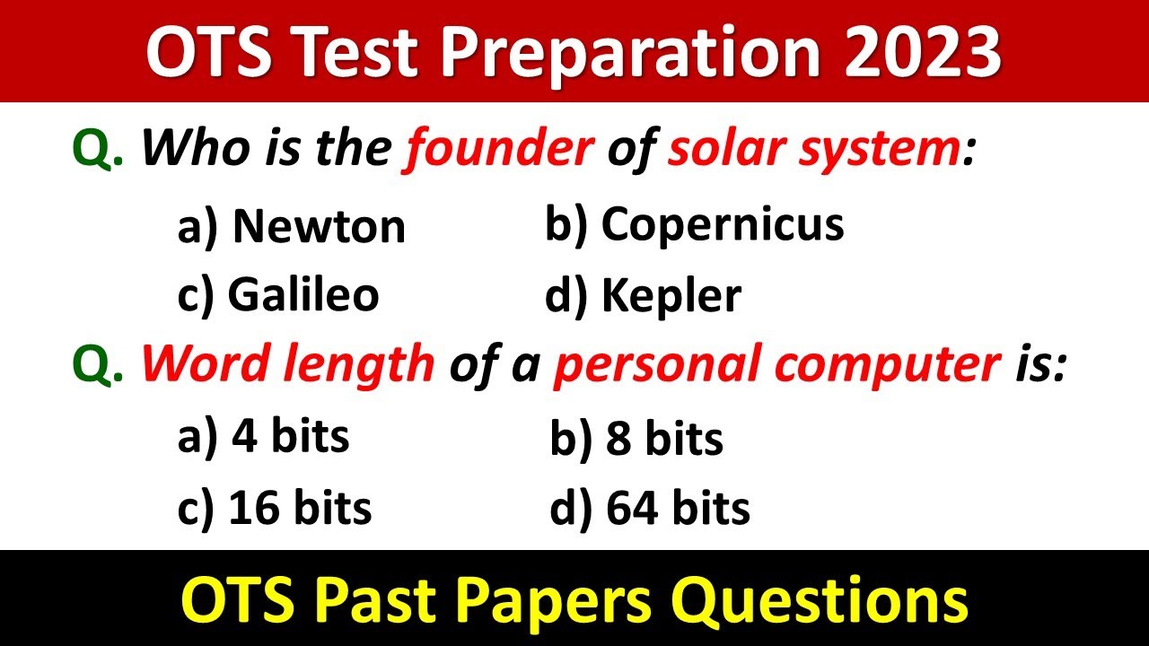 OTS Test Preparation 2023 | OTS Past Papers 2023 | OTS Test Wapda | OTS Test Mcqs | OTS Test 2023