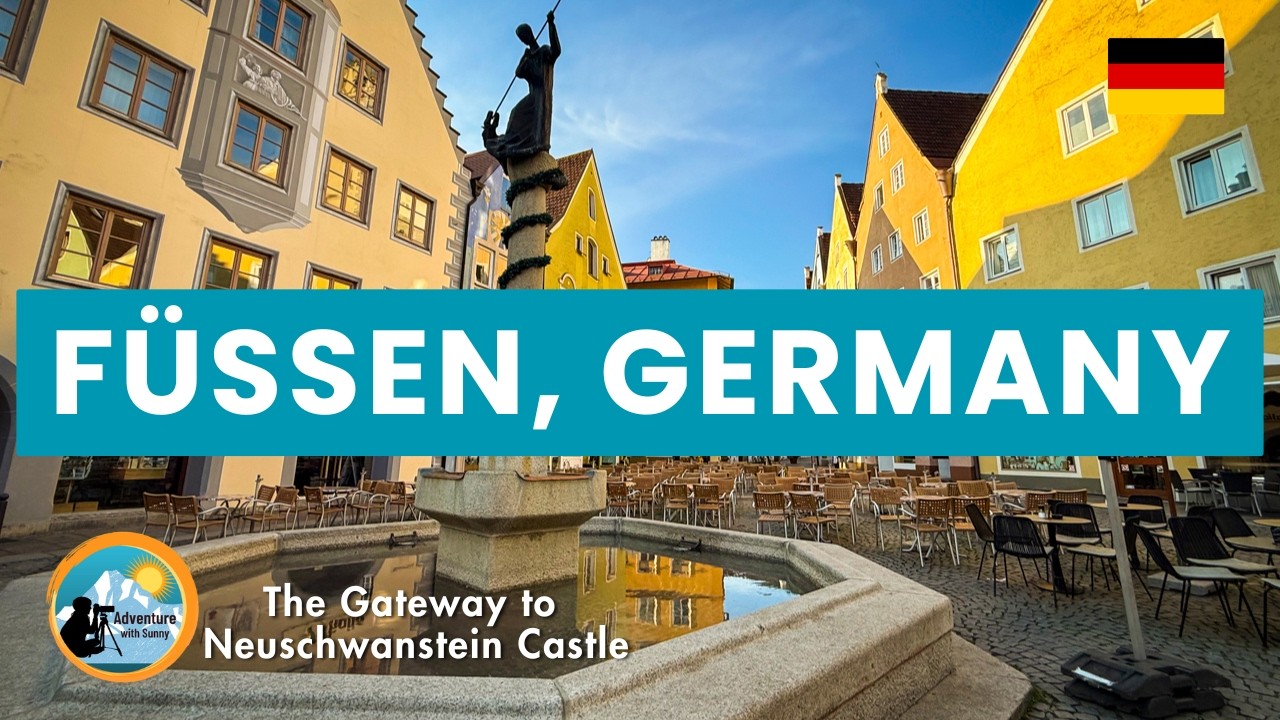 F&uuml;ssen, Niemcy | Brama do zamku Neuschwanstein | Średniowieczne miasto otoczone Alpami