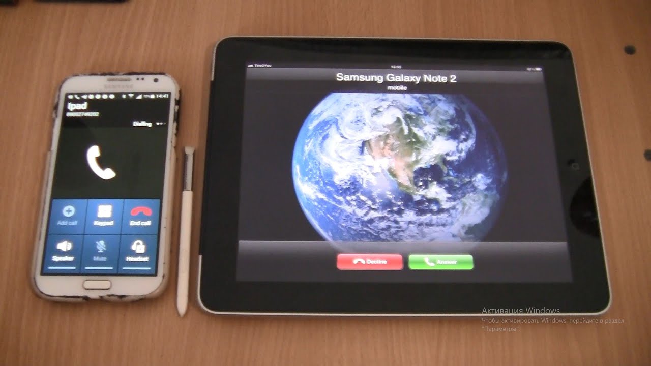 Over the Horizon Incoming call & Outgoing call at the Same Time Samsung Galaxy Note 2+ipad