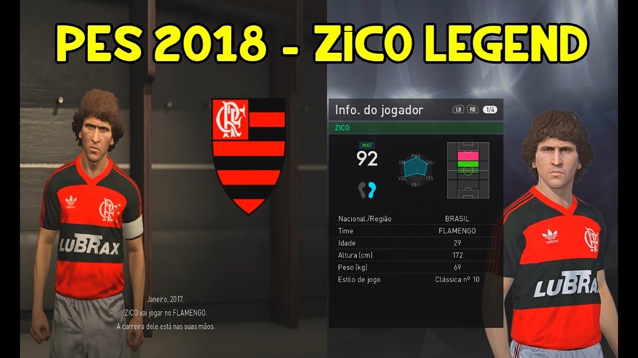 PES 2018 - ZICO LEGEND OFICIAL KONAMI DLC 2.0