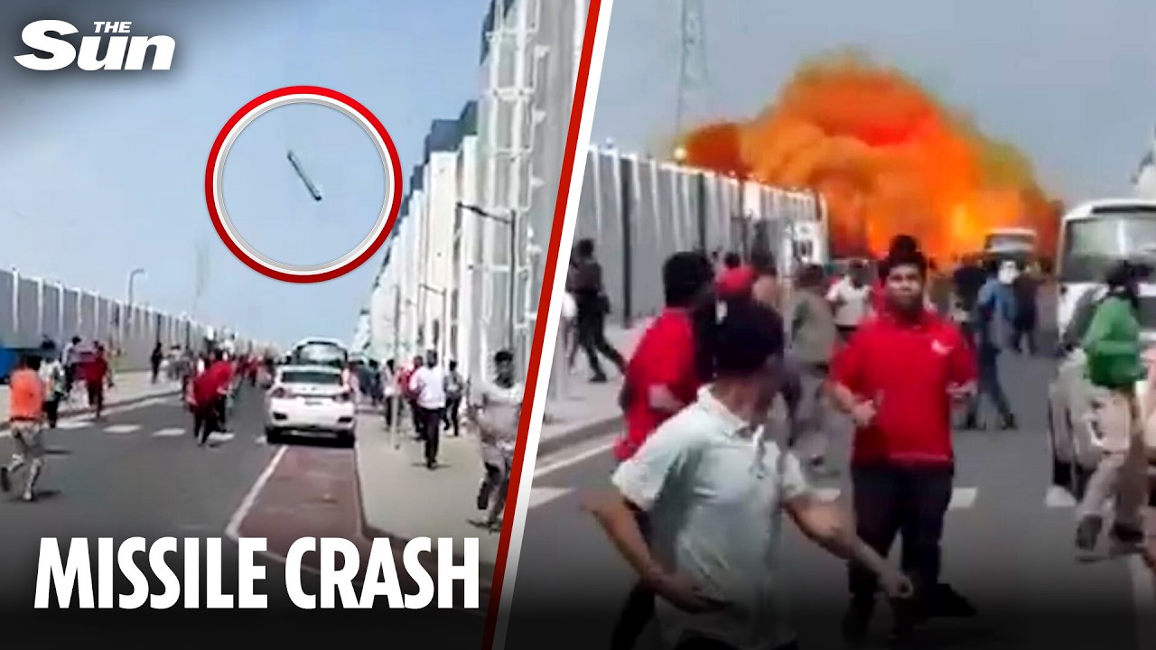 Doha residents flee huge explosion as Iranian missile crashes into the ground
