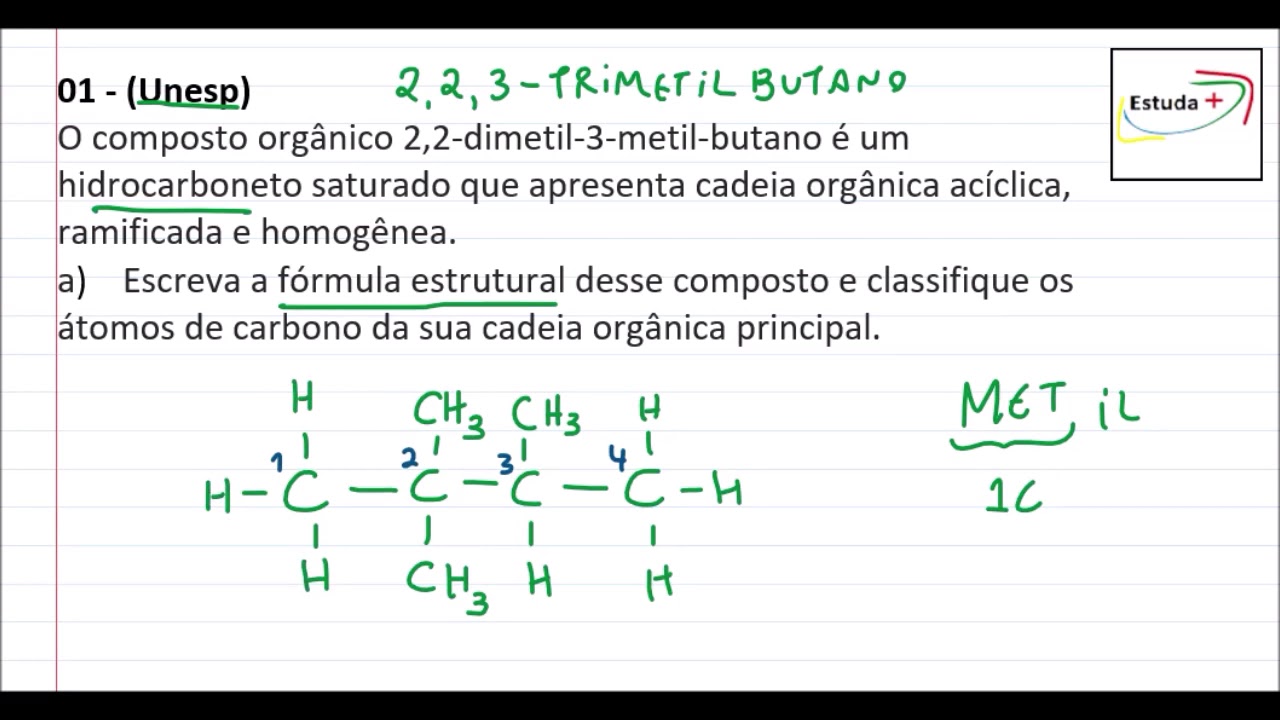 Montando a fórmula etrutural através da nomenclatura