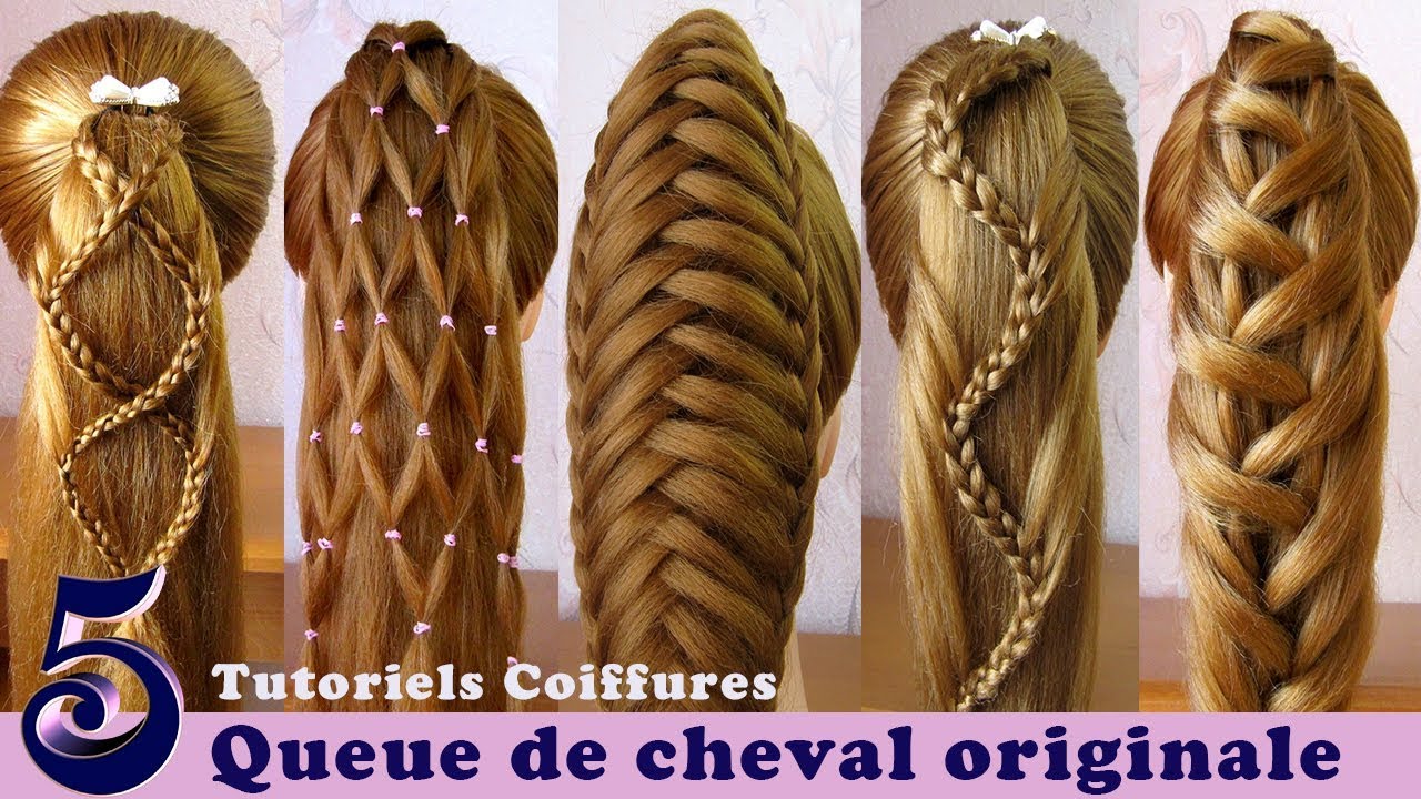 Tuto coiffures 🌺 queue de cheval originale (5 idées) 🌺 facile à faire 🌺 Ponytail Hairstyles