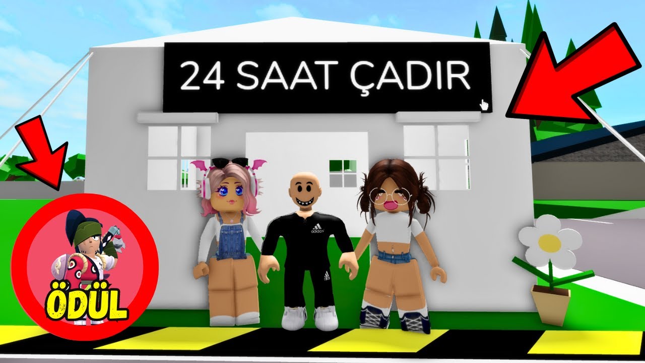 BROOKHAVEN'DA 24 SAAT ÇADIRDA KALDIK (ÖDÜLLÜ)😊AYŞEM ECE ARI💥ARIGİLLER🐝ROBLOX BROOKHAVEN🏡RP
