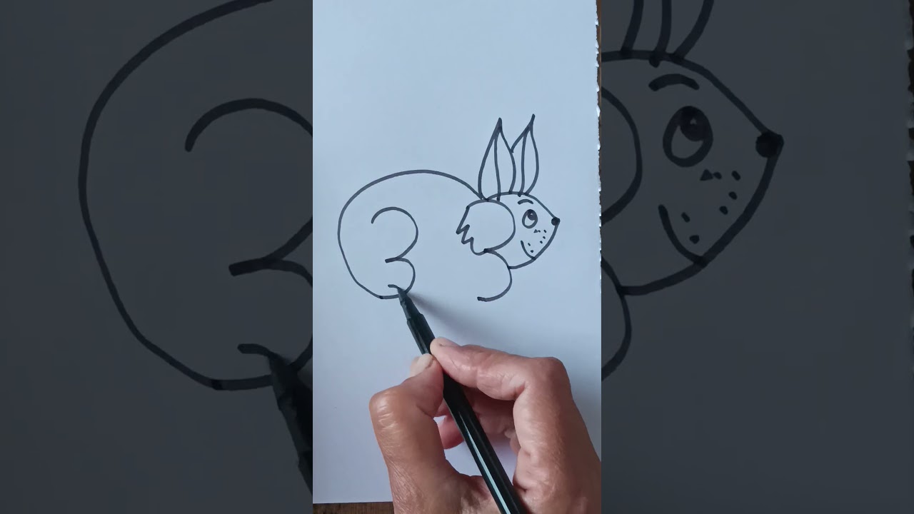 Простой способ нарисовать кролика 🐇 с помощью 33 #jpdrawing93 #drawgood #art