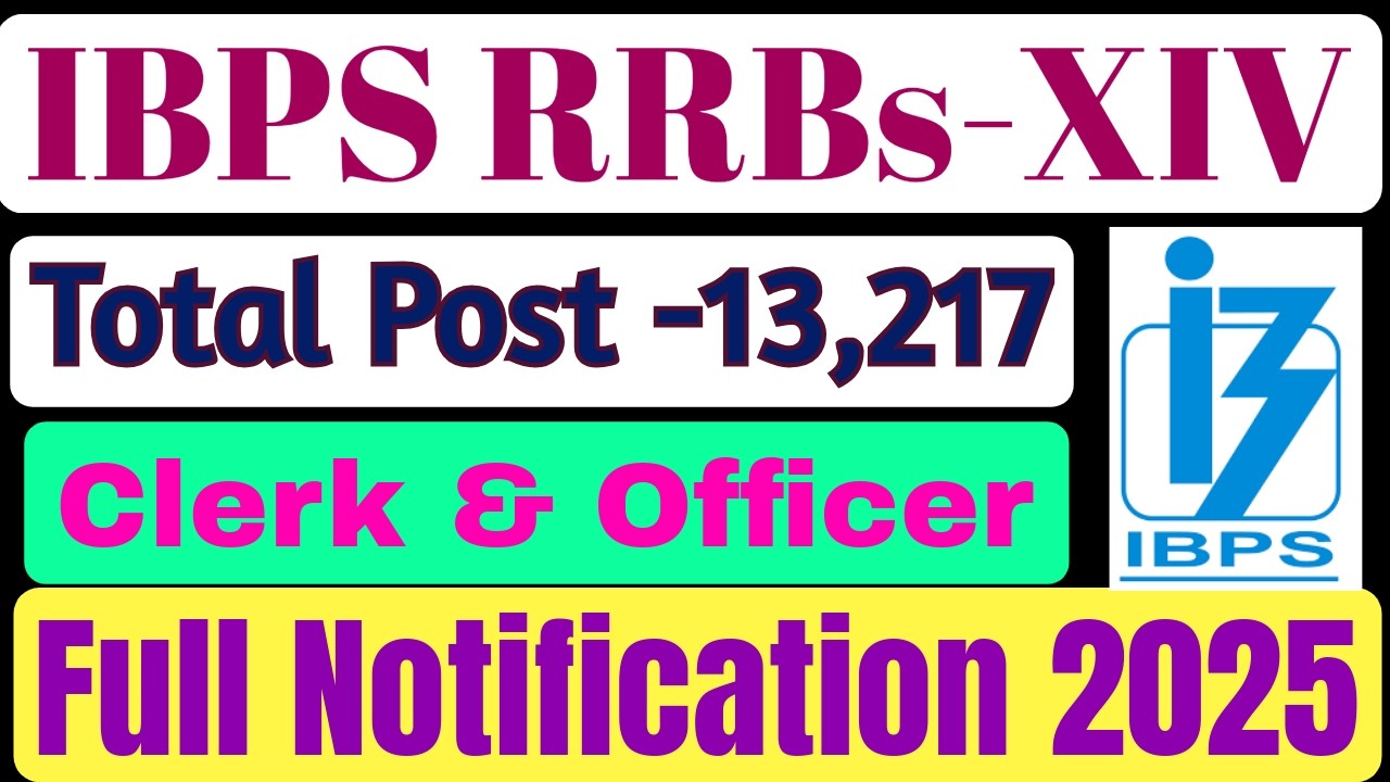 IBPS CRP RRBs-XIV Office Assistant Multipurpose & Officer Scale I,II, III Recruitment 2025.
