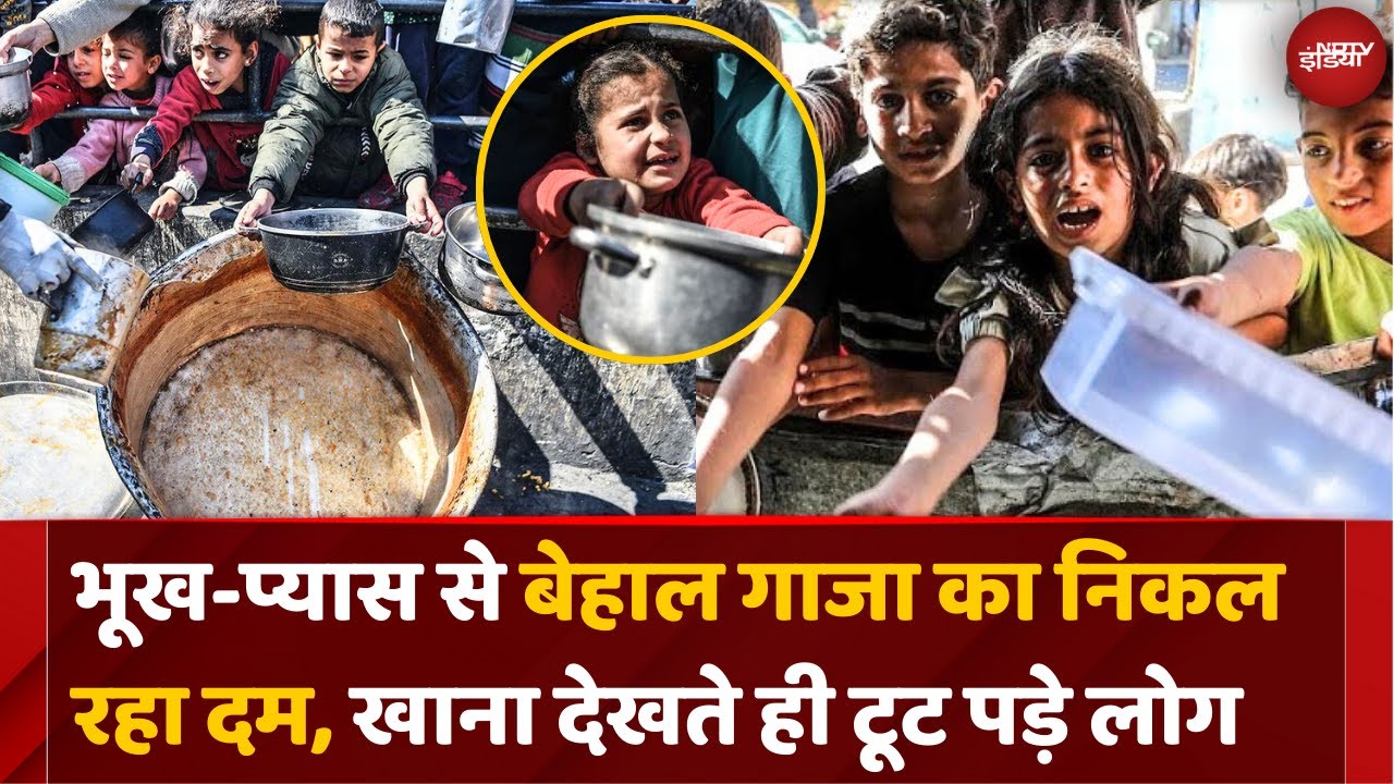 Israel Gaza War: गाजा में भुखमरी का इतना बुरा हाल, खाना देखते ही टूट पड़े लोग | Starvation | Top News