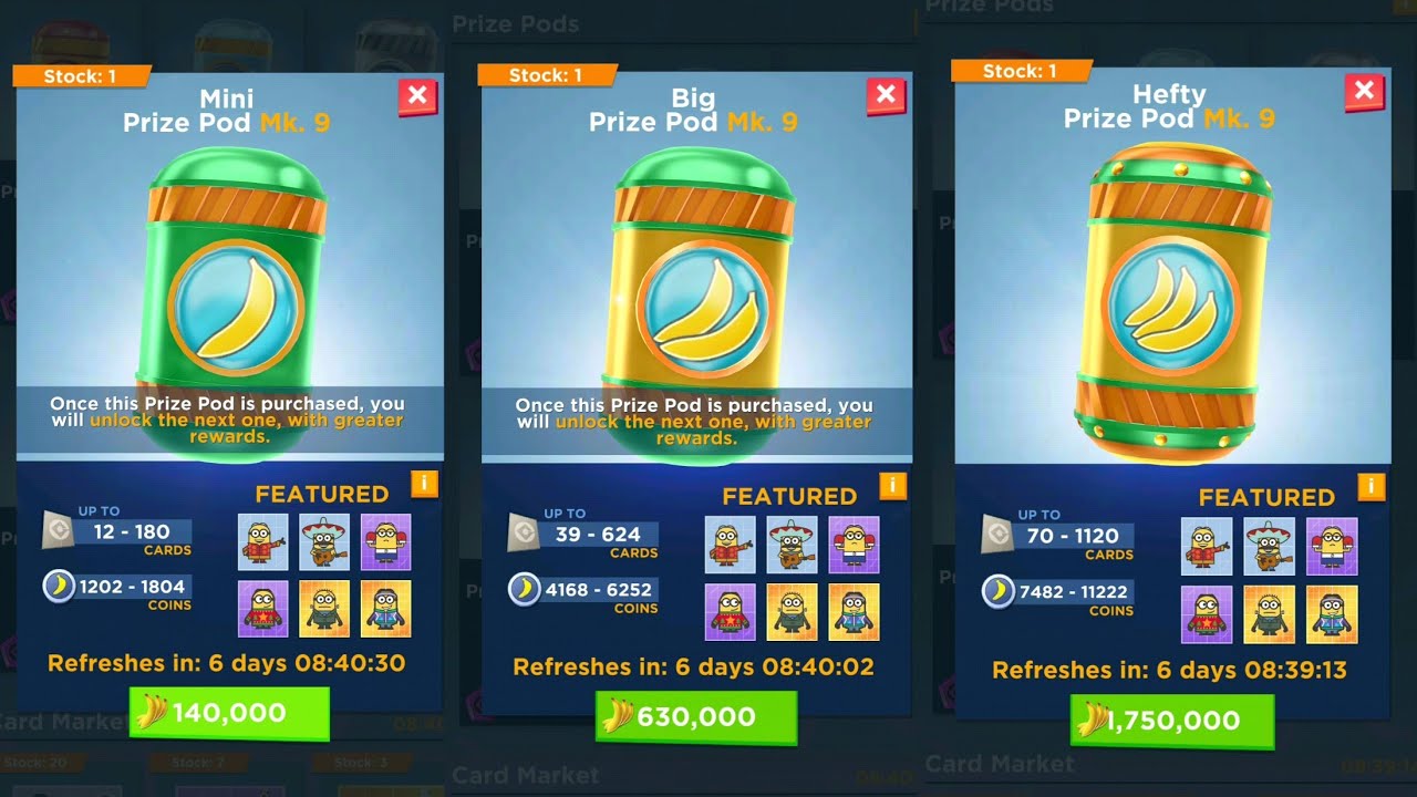 Minion Rush Hefty Prize Pod Mk.9 and Big Prize Pod Mk.9 and Mini Prize Pod Mk.9 Opening gameplay