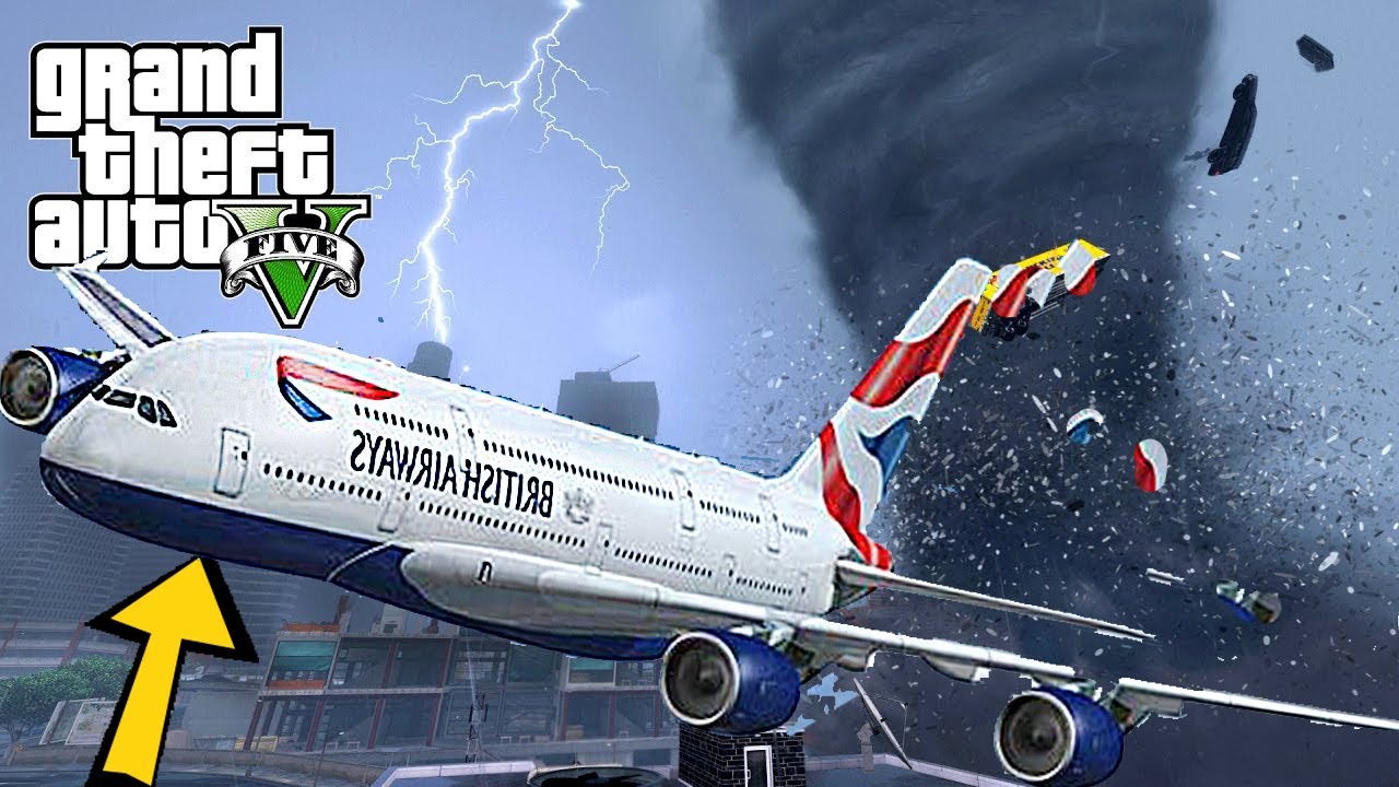 INSANE TORNADO HITS AIRPORT GTA 5 END OF LOS SANTOS