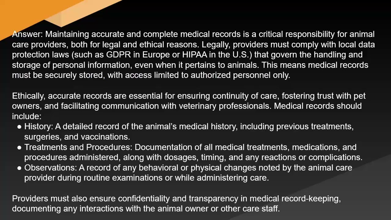Animal Care Provider Certification Study Notes One