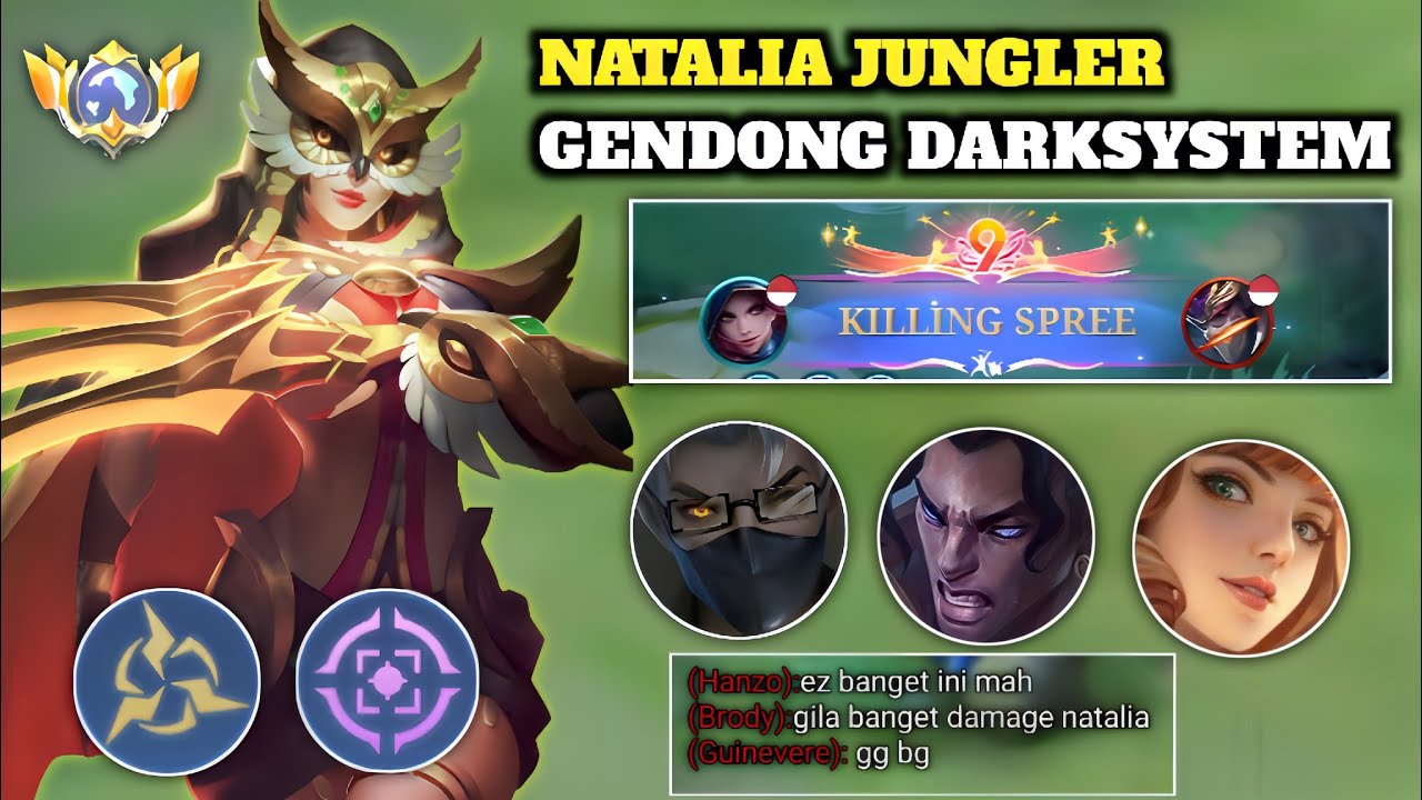 PERFECT GAMEPLAY! BEGINI CARA MAIN NATALIA JUNGLER AUTO WIN GENDONG TIM DARKSYSTEM - MOBILE  LEGENDS