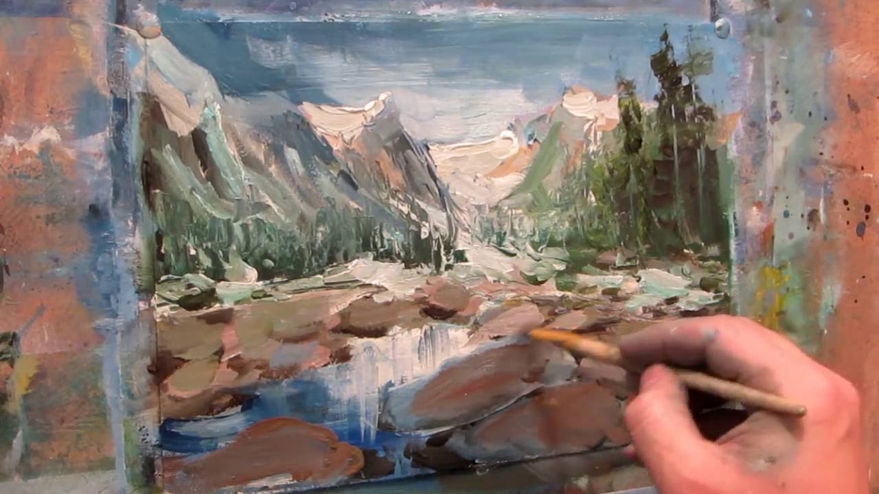 Mountain landscape. Oil painting.