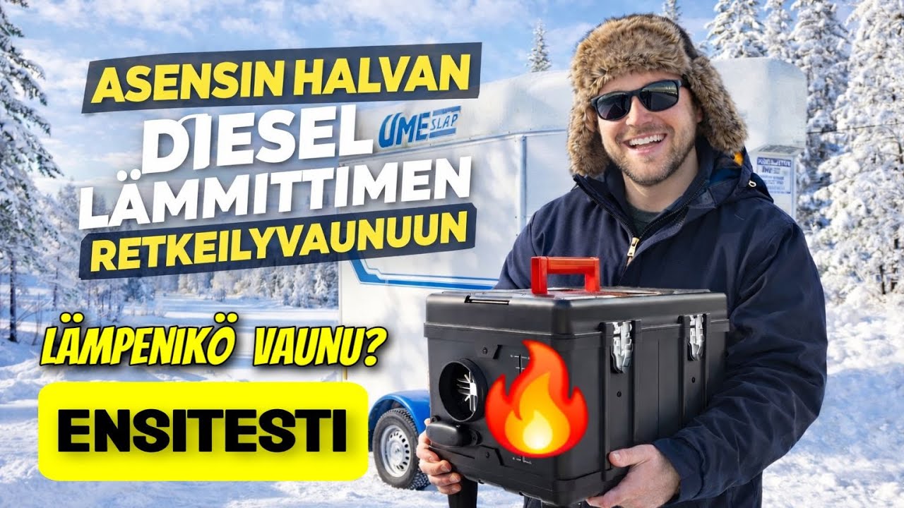 120e 🔥 Diesel Lämmittimen asennus retkeilyvaunuun ENSITESTI KOKEMUKSIA