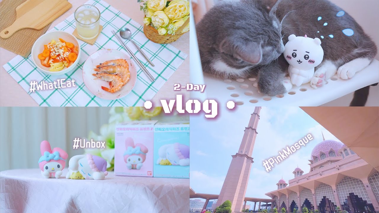 Sanrio & Chiikawa Unbox 🎁, Putrajaya Pink Mosque 🌸 + Cute Snacks, Cooking & Cat 🐱 | Cozy 2-Day Vlog