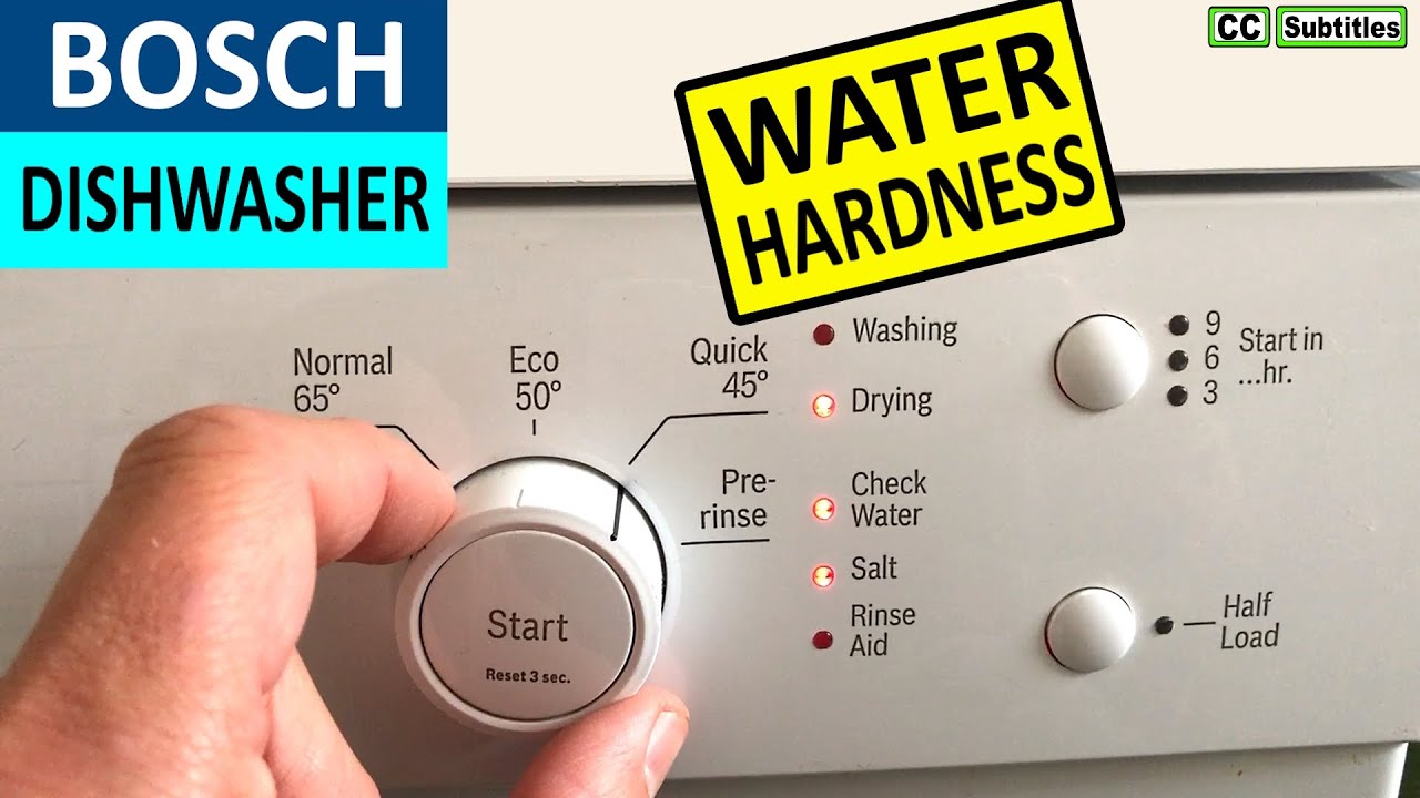 How to set Water Hardness on Bosch Dishwasher by setting Salt Dispenser Levels