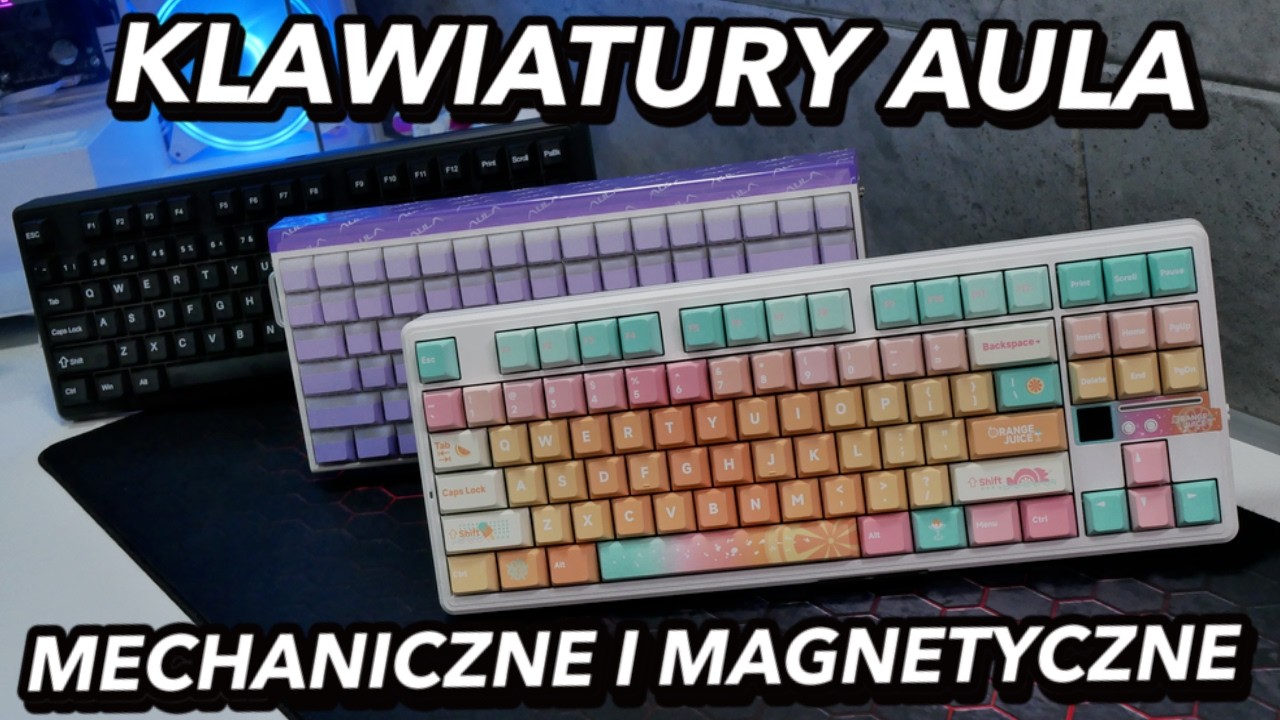 Klawiatura magnetyczna Aula Hero84 He oraz dwie bezprzewodowe klawiatury mechaniczne Aula F87Pro V2
