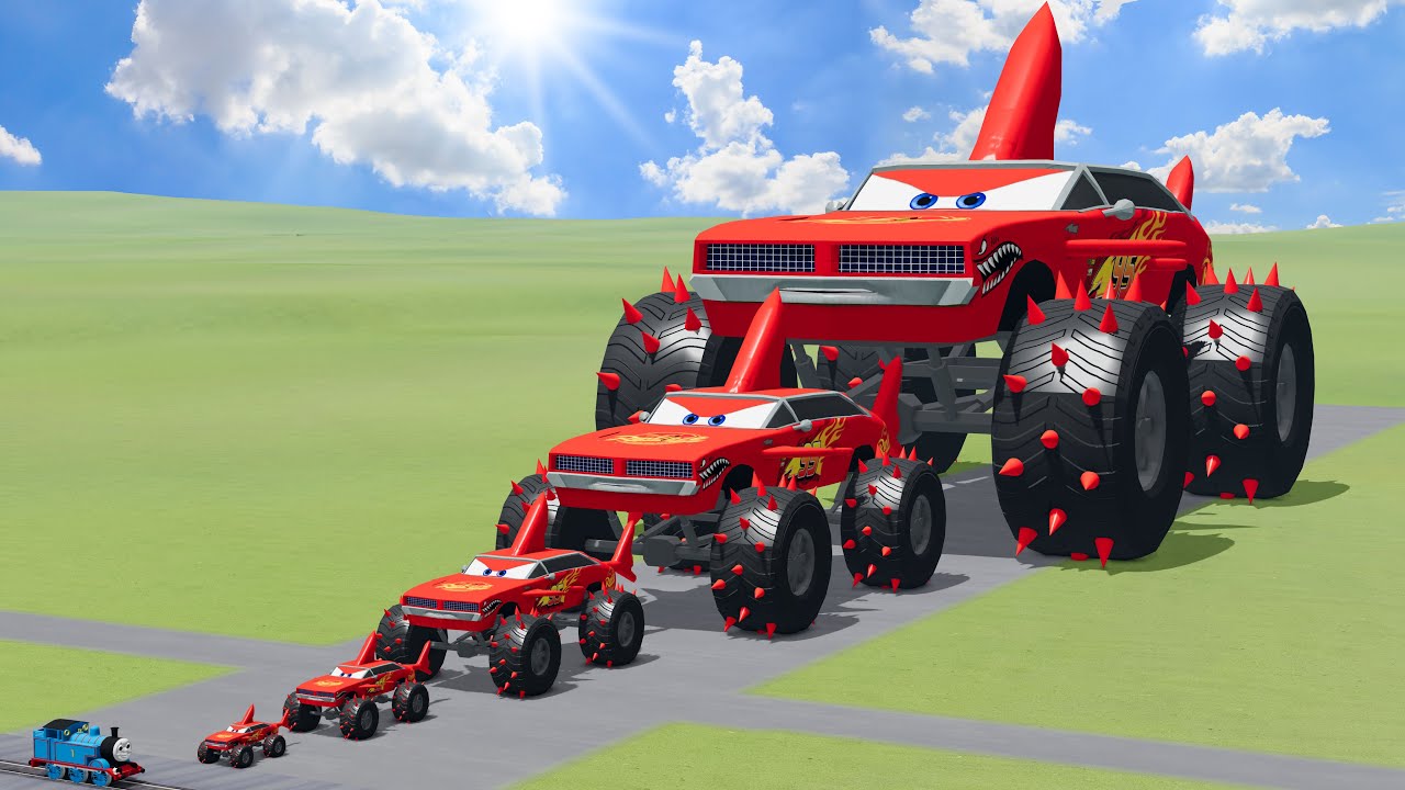 Big & Small Shark Monsters Lightning Mcqueen vs Trains Thomas | BeamNG.Drive