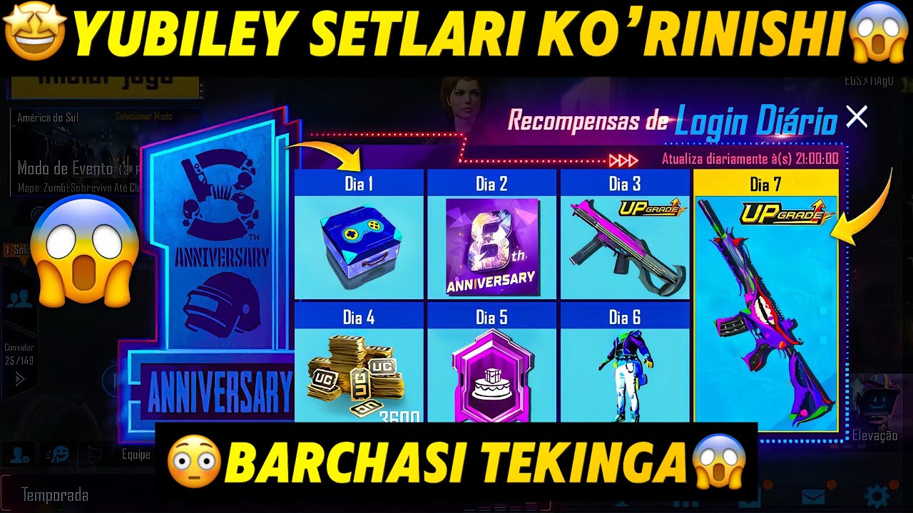 YUBILEY SETLAR KORINISHI 😱 // BARCHASI TEKINGA OLISH 🤩 PUBG MOBILE