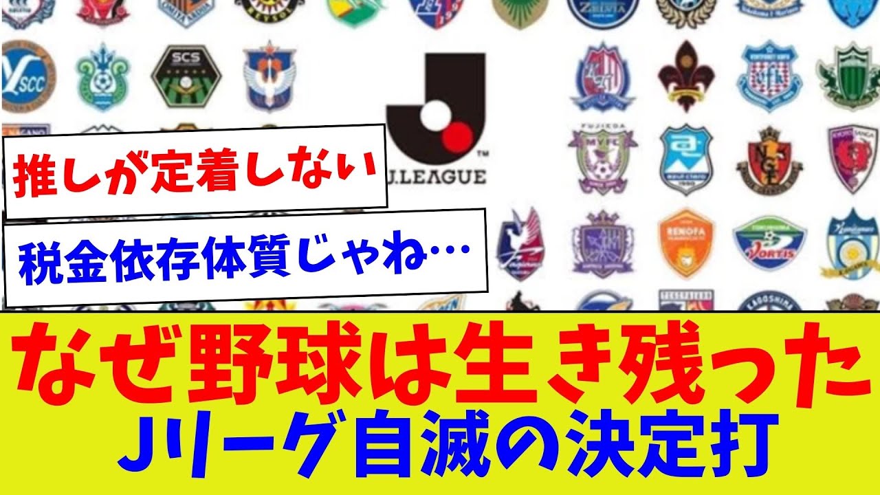 【視聴者反応集】なぜ野球は生き残ったJリーグ自滅の決定打【野球情報】【2ch 5ch】【なんJ なんG反応】【野球スレ】