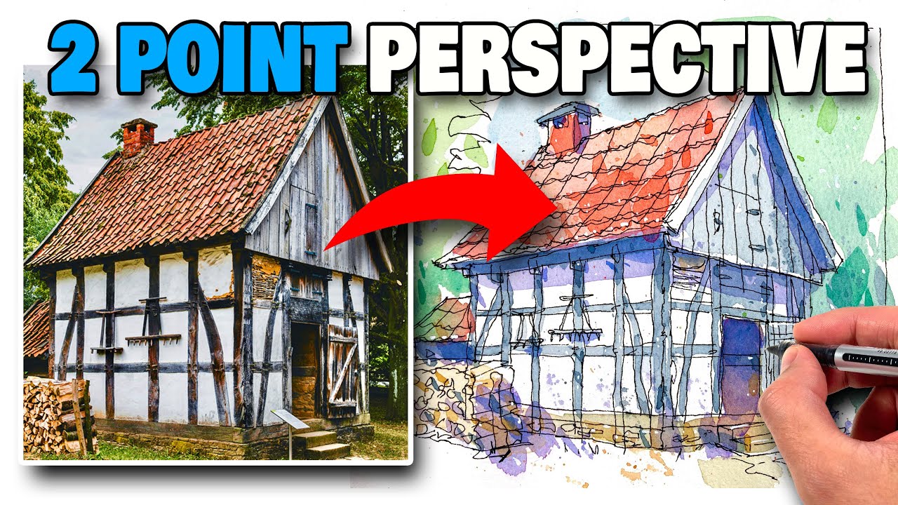 Simple TWO POINT PERSPECTIVE Urban Sketching For Beginners!