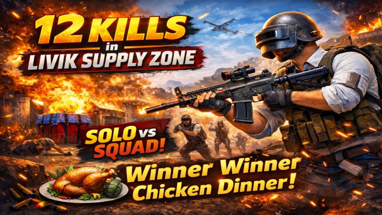 12 Kills in LIVIK Supply Zone | Solo vs Squad | Winner winner Chicken Dinner #pubgmobile #pubg #usa 