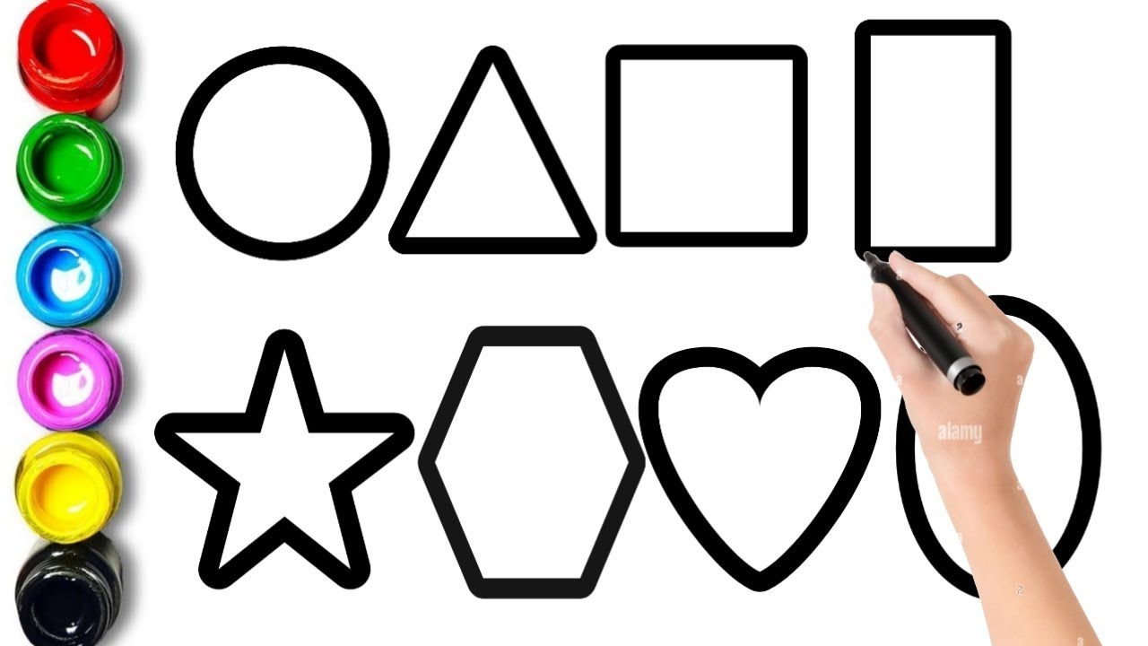 2d shapes drawing activity || 2 d & 3d shapes rangoli design for kids 🤗